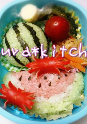 夏のキャラ弁❈スイカおにぎり-レシピのメイン写真