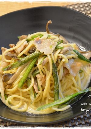 舞茸とアスパラの簡単和風クリームパスタ-レシピのメイン写真