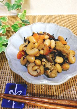 大豆とひじきの具だくさん煮+.。.:*・-レシピのメイン写真