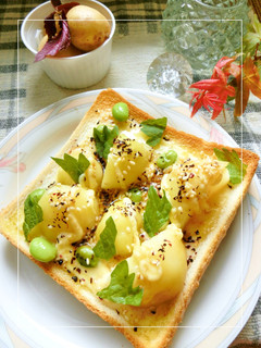 紫蘇香る❀ 新じゃが×枝豆の和トースト-レシピのメイン写真