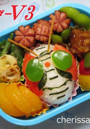 キャラ弁★仮面ライダーＶ3おにぎり-レシピのメイン写真