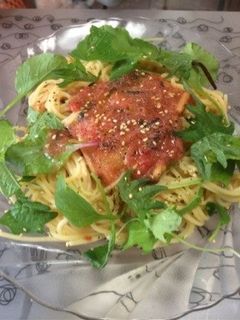 トマトとお茶漬けで!和風冷製スパゲッティ-レシピのメイン写真