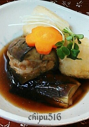 20分簡単　なすの肉挟みと揚げ出し豆腐-レシピのメイン写真