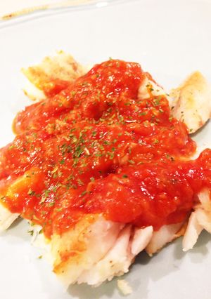 白身魚のムニエル♪トマトソースをかけて☆-レシピのメイン写真
