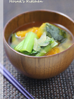 かぼちゃと小松菜のお味噌汁-レシピのメイン写真
