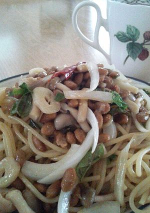 思いつき納豆 バジルパスタ～！-レシピのメイン写真