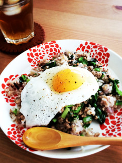 小松菜とひき肉の塩昆布チャーハン-レシピのメイン写真