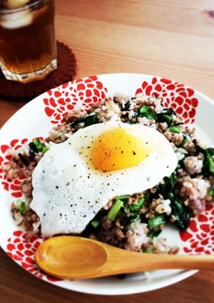 小松菜とひき肉の塩昆布チャーハン-レシピのメイン写真