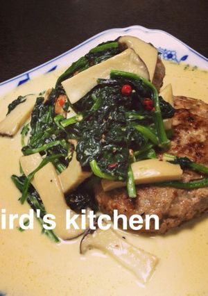 ハンバーグのほうれん草きのこクリーム-レシピのメイン写真