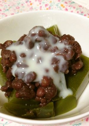 冷やして美味しい〜♪ミルク宇治金時の寒天-レシピのメイン写真