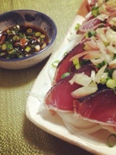 大葉にんにく醤油でカツオのタタキのたれ!-レシピのメイン写真