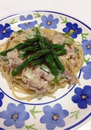 アスパラベーコンクリームパスタ-レシピのメイン写真