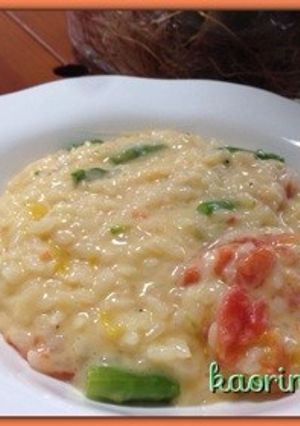 チーズたっぷりアスパラと トマトリゾート-レシピのメイン写真