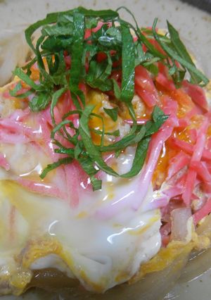 豚小間切れ肉と紅ショウガ入り豚玉丼-レシピのメイン写真