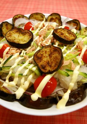 フライパンで焼き茄子のツナマヨおろし添え-レシピのメイン写真