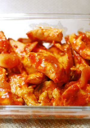 鶏むね肉炒め冷蔵ストック-レシピのメイン写真