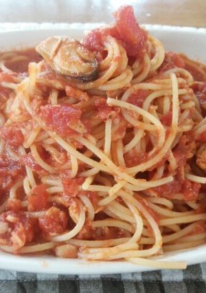 ツナの簡単ペスカトーレ♪トマトパスタ♪-レシピのメイン写真
