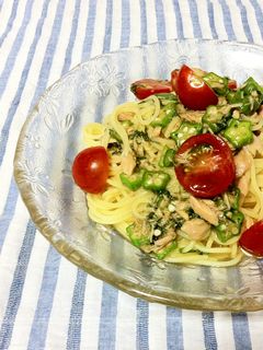 ツナとオクラの和風冷製パスタ-レシピのメイン写真