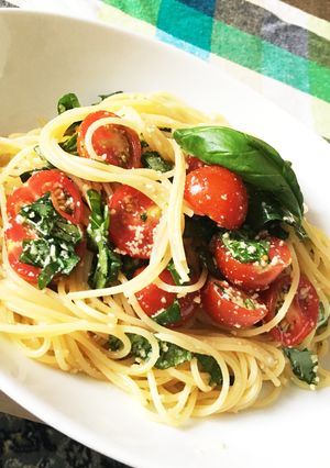 白だしで☆トマトとバジルの冷製パスタ-レシピのメイン写真