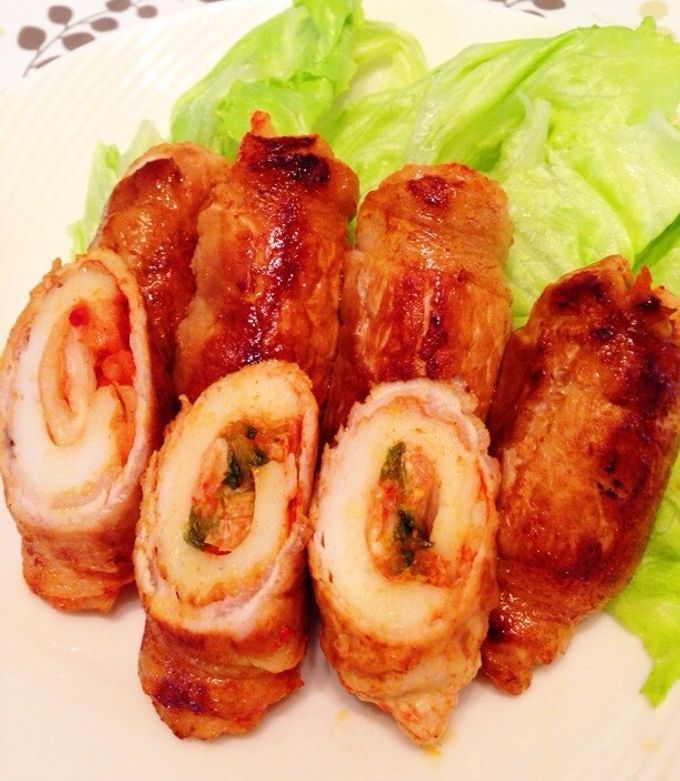 材料3つ！ちくわ肉巻き豚キムチ by LimeLunch 【クックパッド