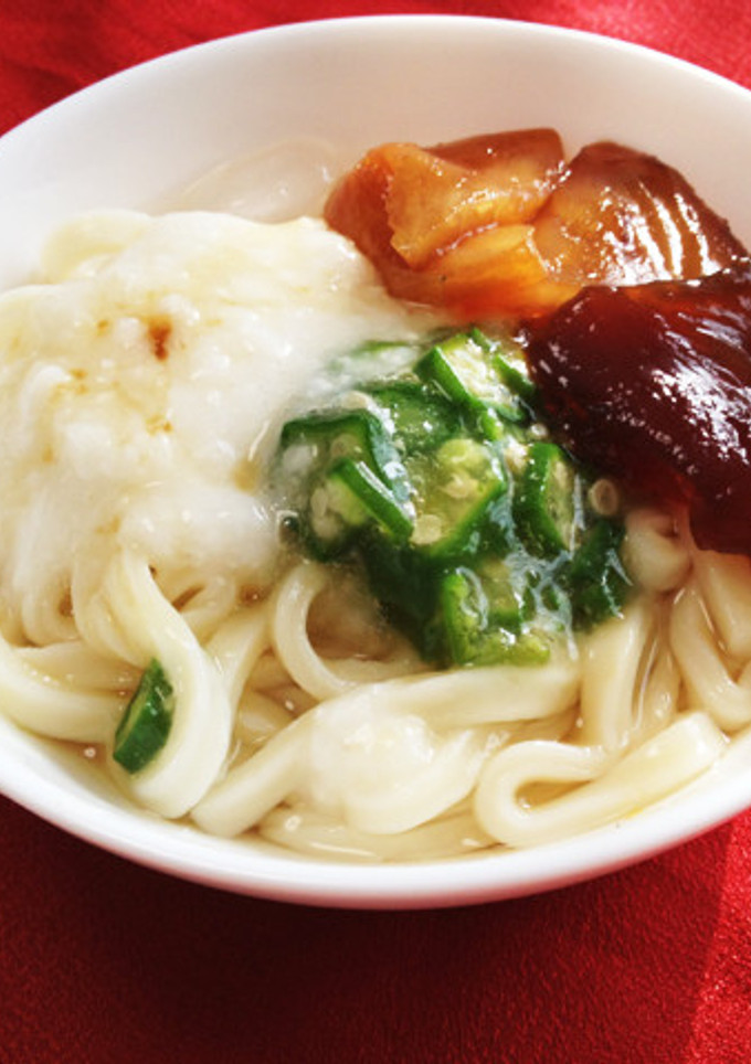 暑い日に☆とろろオクラの漬けまぐろうどん-レシピのメイン写真