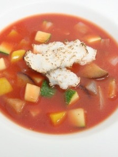 ハモの夏野菜たっぷり冷製トマトスープ-レシピのメイン写真