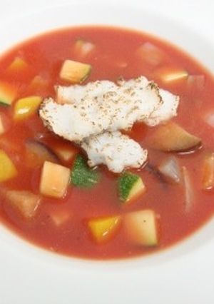ハモの夏野菜たっぷり冷製トマトスープ-レシピのメイン写真