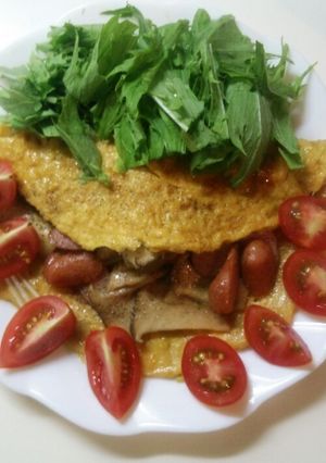 エリンギバターのオープンオムレツ-レシピのメイン写真
