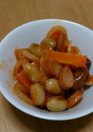 わ～い簡単☆豆のケチャップ炒め-レシピのメイン写真