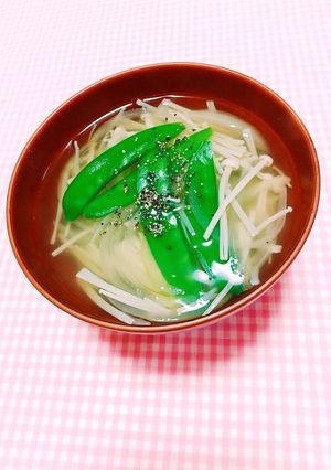 えのき茸と絹さやの澄まし汁-レシピのメイン写真