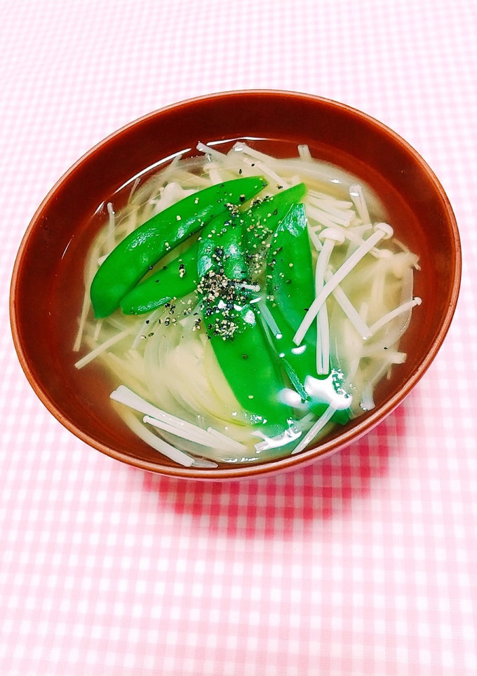 えのき茸と絹さやの澄まし汁-レシピのメイン写真