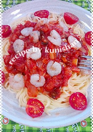 小エビのトマトソースパスタ♪-レシピのメイン写真