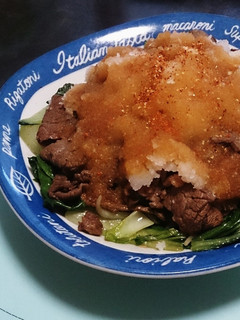 ☆チンゲン菜と牛肉炒めの大根おろしのせ☆-レシピのメイン写真