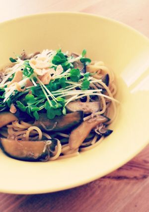 茄子とじゃこのバターポン酢パスタ-レシピのメイン写真