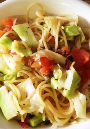 たこわさとキャベツとトマトのパスタ-レシピのメイン写真