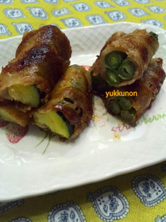 簡単☆野菜の肉巻き☆いんげん♪ズッキーニ-レシピのメイン写真