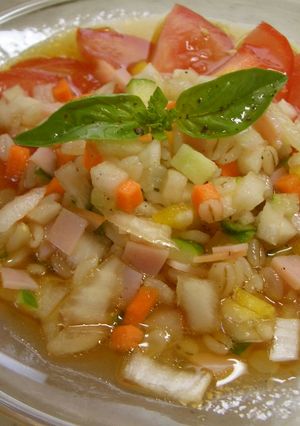 食感楽しむ野菜＆押し麦のめんつゆ和え-レシピのメイン写真