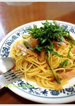 大葉香る！ハムとアスパラの和風パスタ♡-レシピのメイン写真