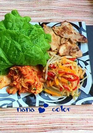 野菜ナムルと豚肉のサンチュ巻き♪-レシピのメイン写真