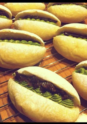 米粉であずき抹茶クリームパン(･д･)-レシピのメイン写真
