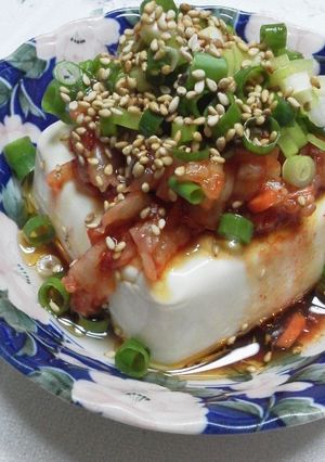 ごま油香る♪キムチ冷奴-レシピのメイン写真
