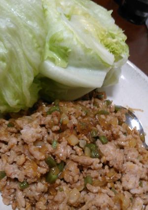 インゲン豆と挽き肉のレタス包み-レシピのメイン写真