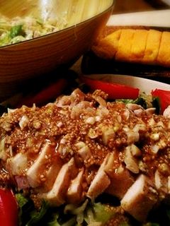 レンジ蒸し鶏のナッツソースがけ-レシピのメイン写真