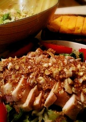 レンジ蒸し鶏のナッツソースがけ-レシピのメイン写真