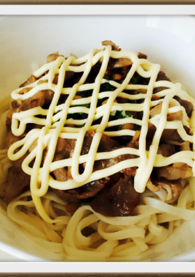納豆&豚肉&マヨの簡単うどん♬-レシピのメイン写真
