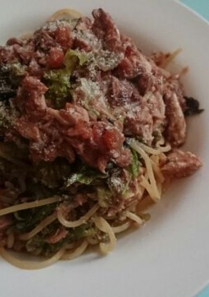 カゴメかけるトマトと鯖缶の冷製パスタ-レシピのメイン写真