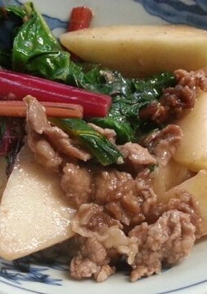 かぶとスイスチャードと牛肉炒め-レシピのメイン写真