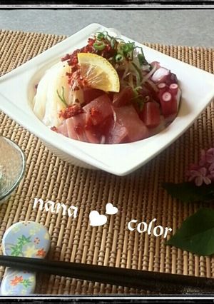 白髪ねぎとラー油の海鮮どんぶり-レシピのメイン写真
