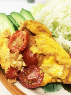 ツナとトマトの甘辛オムレツ-レシピのメイン写真