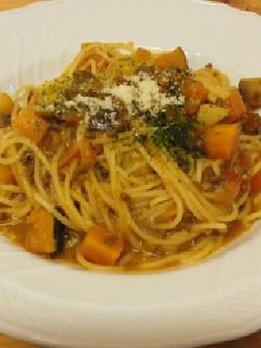 夏野菜カレーのスパゲティ-レシピのメイン写真